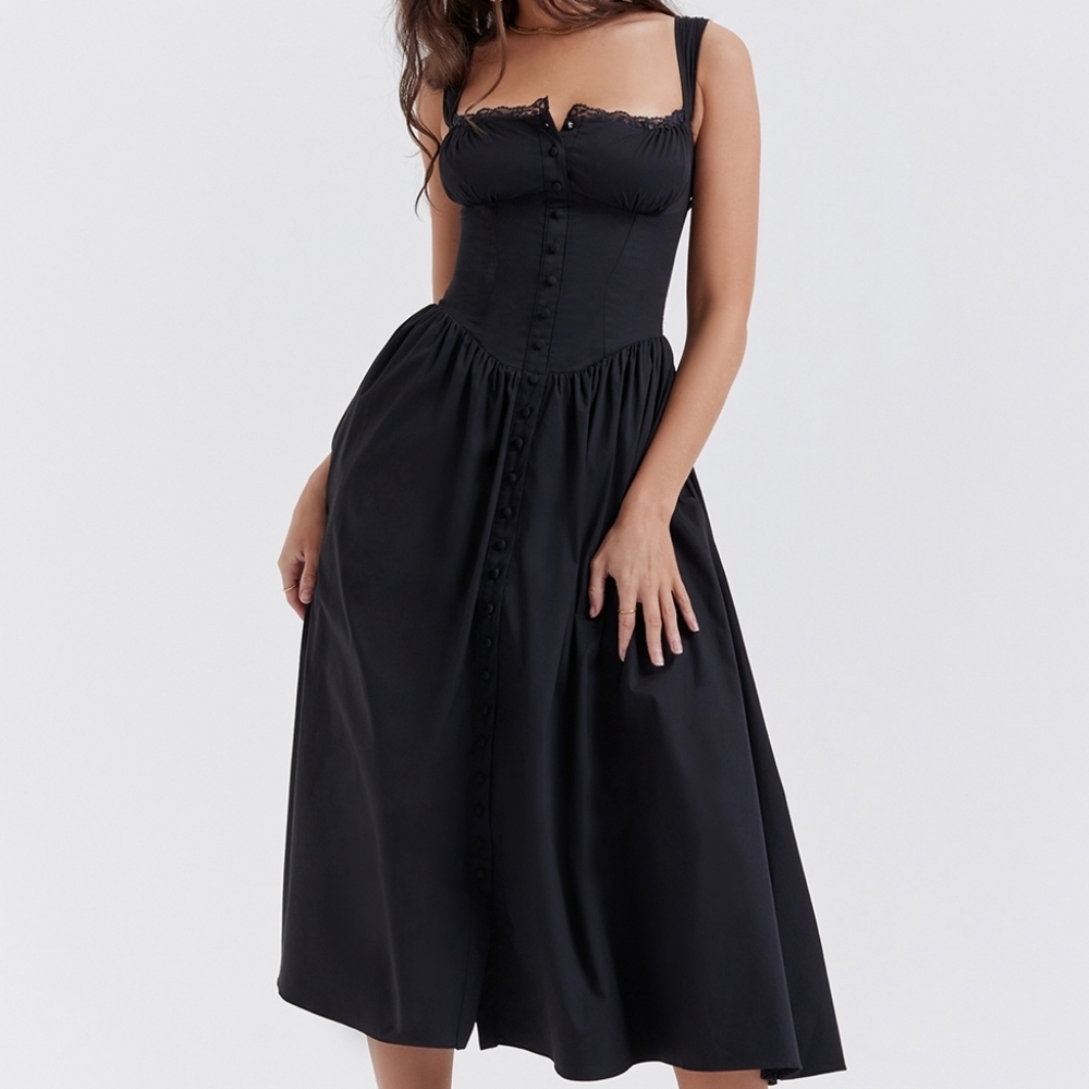 House of CB Tatiana black midi sundress